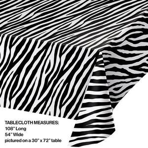 Zebra Print Plastic Table Cover, 54" X 108" Party Decoration