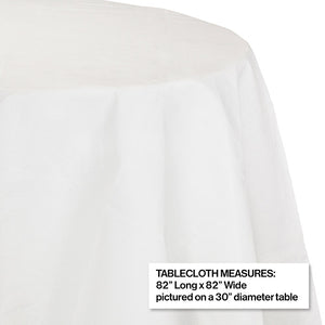 White Round Polylined TIssue Tablecover, 82" Party Decoration