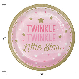 One Little Star Girl Dessert Plates, 8 ct Party Decoration
