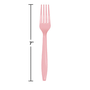 Classic Pink Plastic Forks, 24 ct Party Decoration