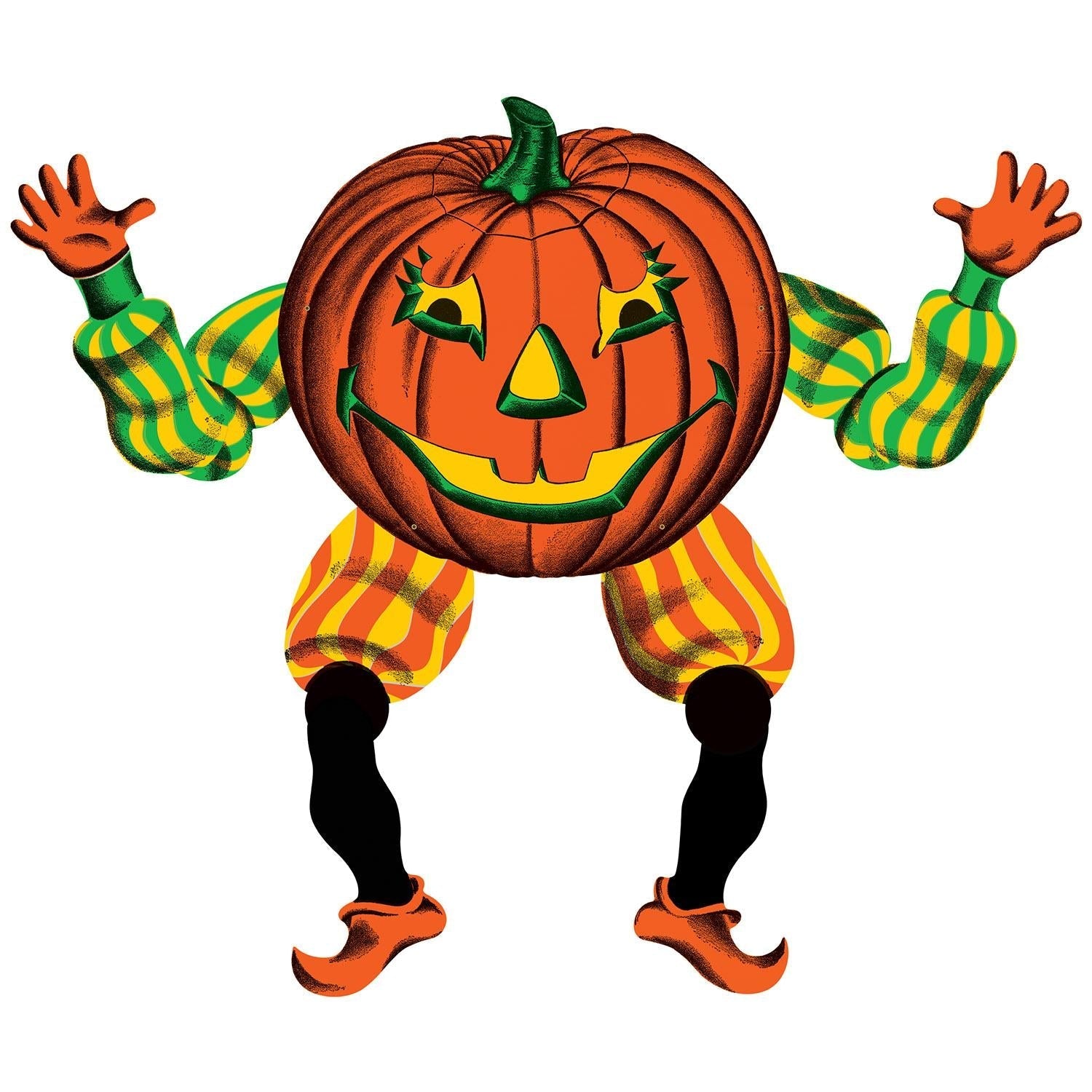 Vintage style jointed goblin Halloween cutout with poseable arms and legs