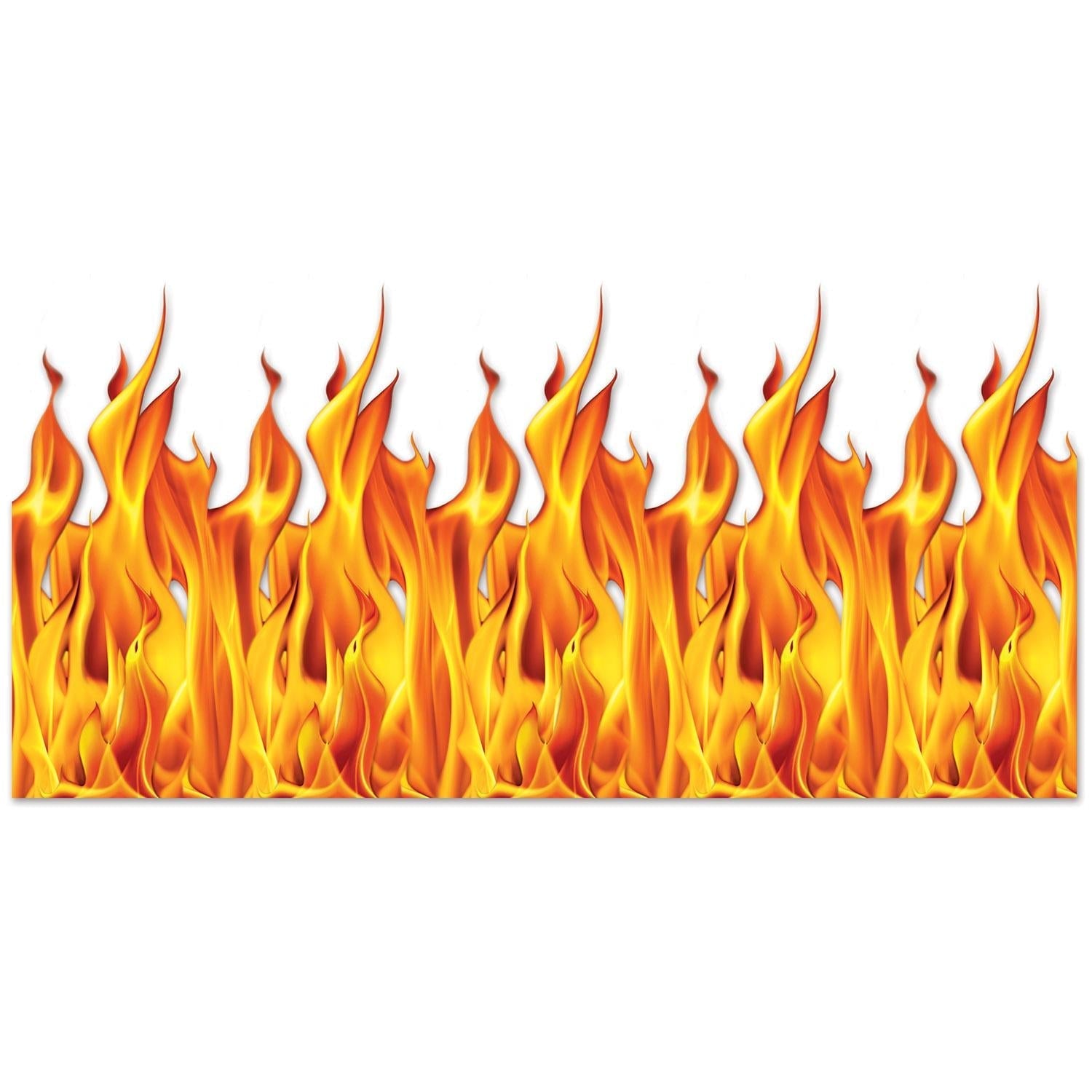 Orange and yellow flame Halloween backdrop, 4 feet tall by 30 feet long, used as a large wall covering