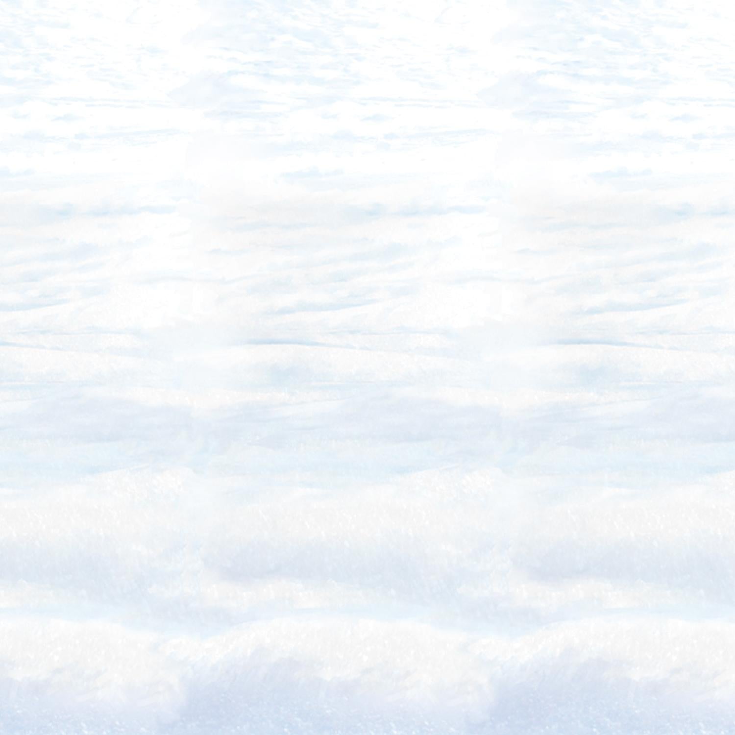 White snowscape Christmas wall backdrop, 4 feet tall by 30 feet wide, covering a hall wall