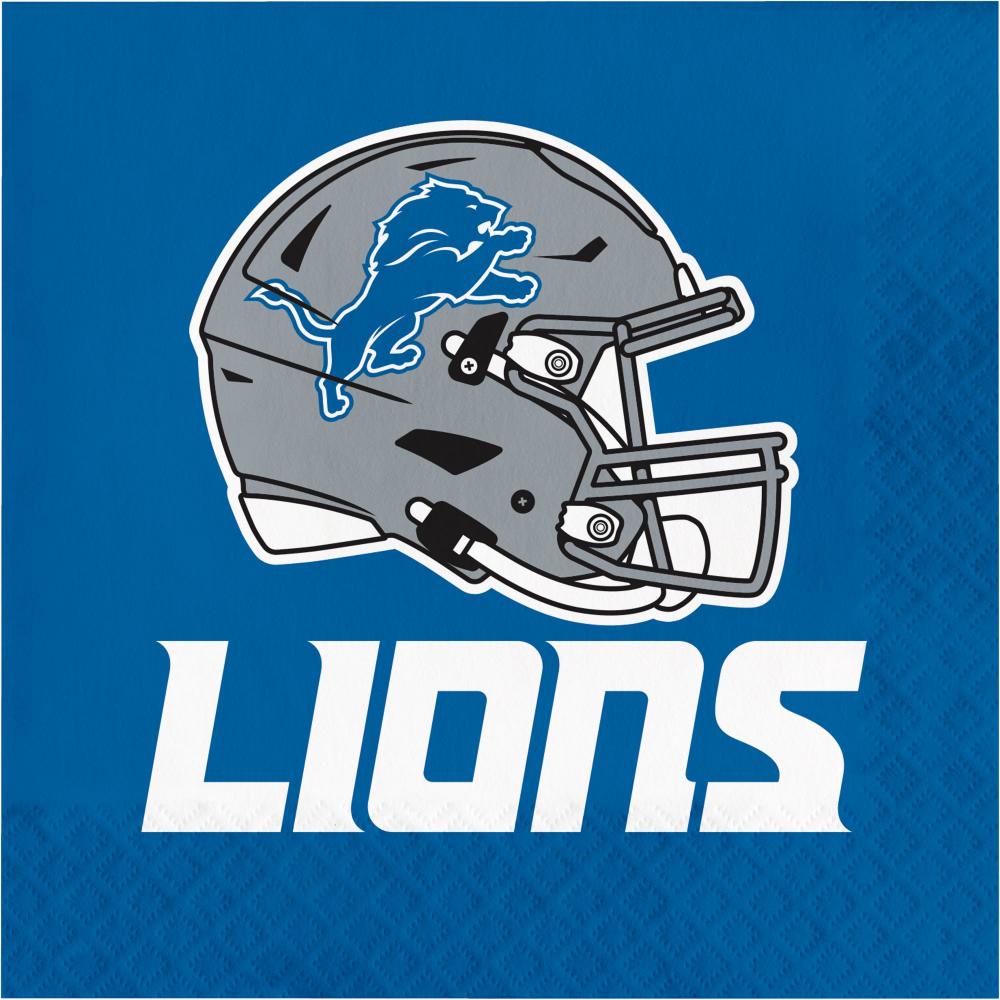 Detroit Lions 2-ply luncheon napkins with the team helmet and logo, sold 16 per package