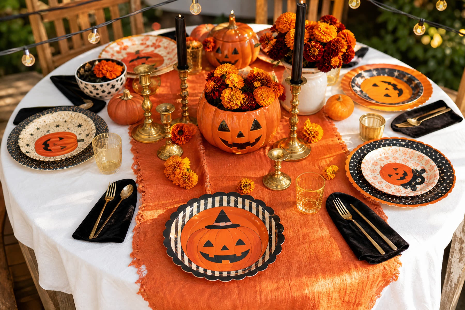 Vintage Halloween table settings guide featuring classic Halloween decorations