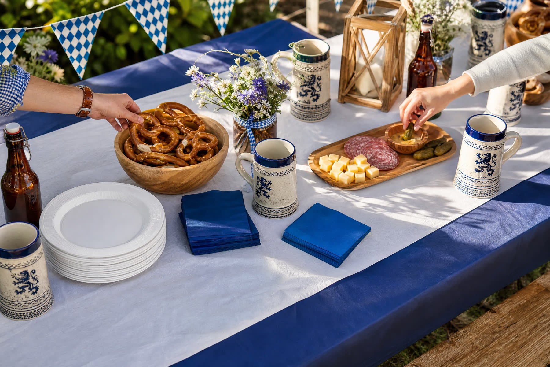 Ultimate Oktoberfest party blue and white tableware guide