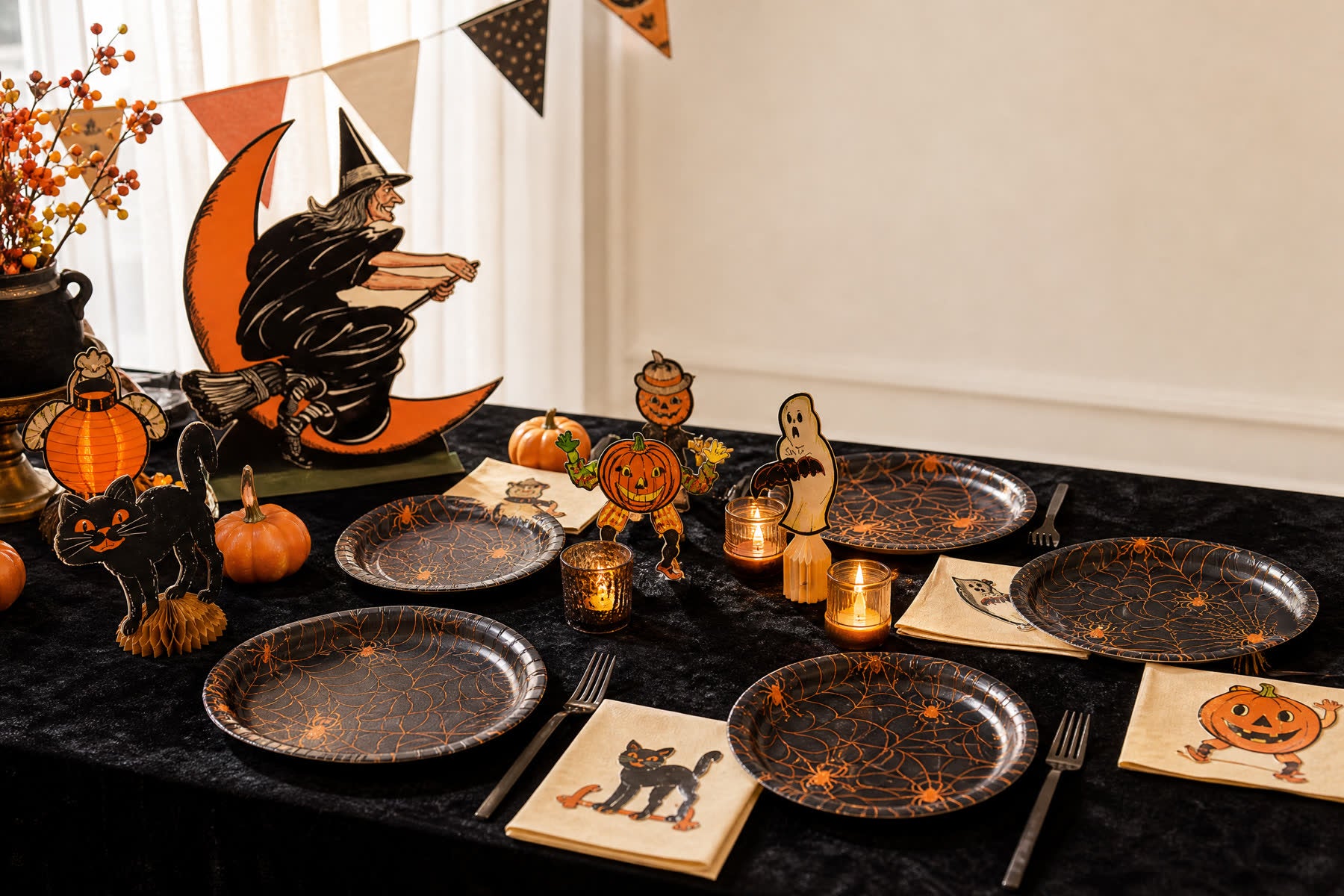 Vintage Halloween tableware ideas for a spooky retro dinner party