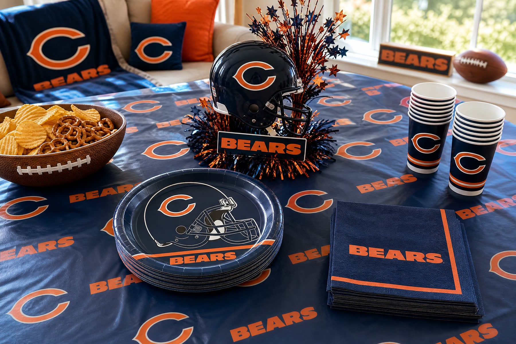 Chicago Bears game day tableware setup for stress-free hosting