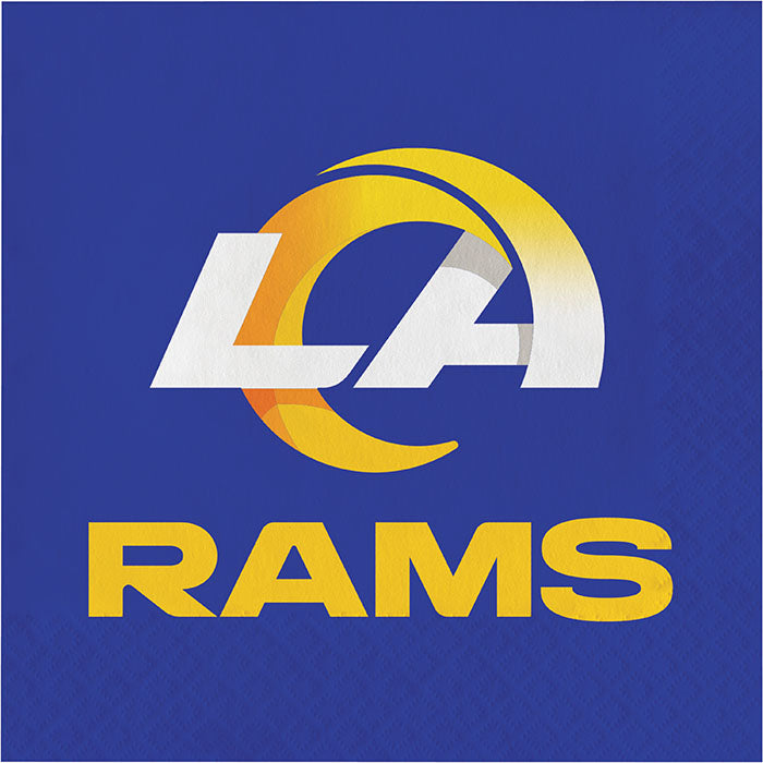 Football themed luncheon napkins in blue, yellow and white 2-ply tissue, 16 per package