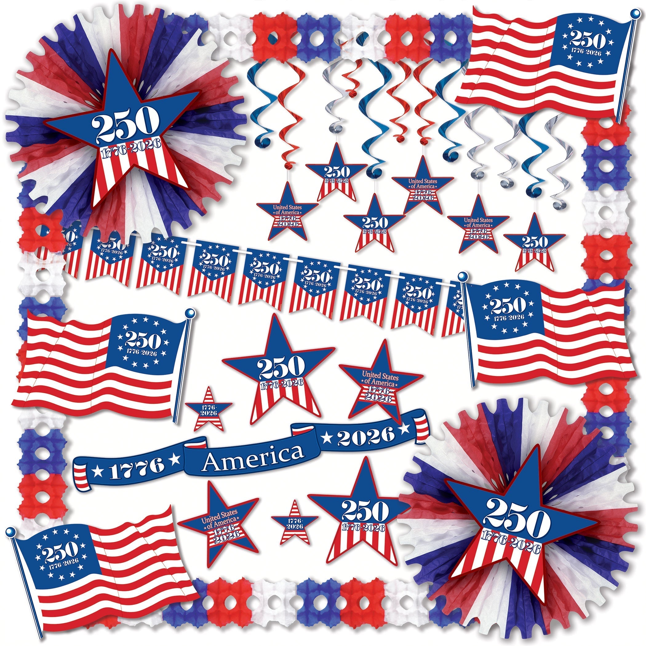 Semiquincentennial 250th anniversary patriotic decorating kit
