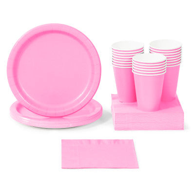 Candy Pink Solid Color Party Tableware