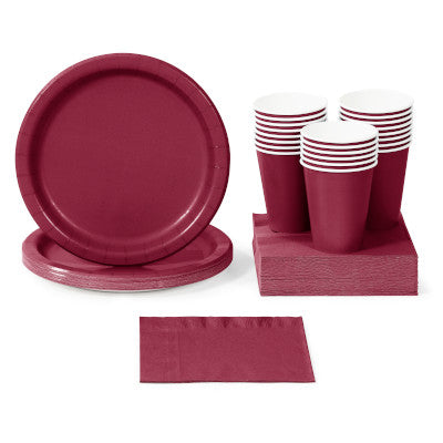 Burgundy Solid Color Party Tableware – PartyDecorations.com