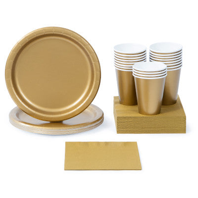 Glittering Gold Solid Color Party Tableware