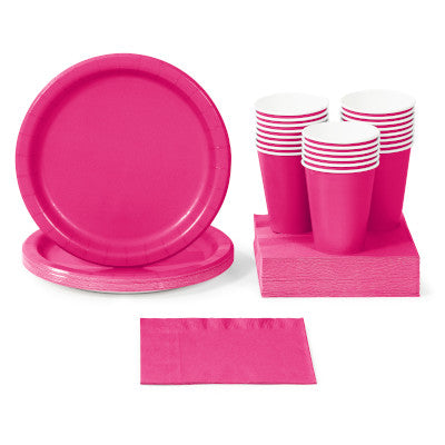Hot Magenta Solid Color Party Tableware