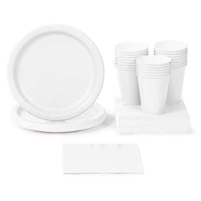 White Solid Color Party Tableware