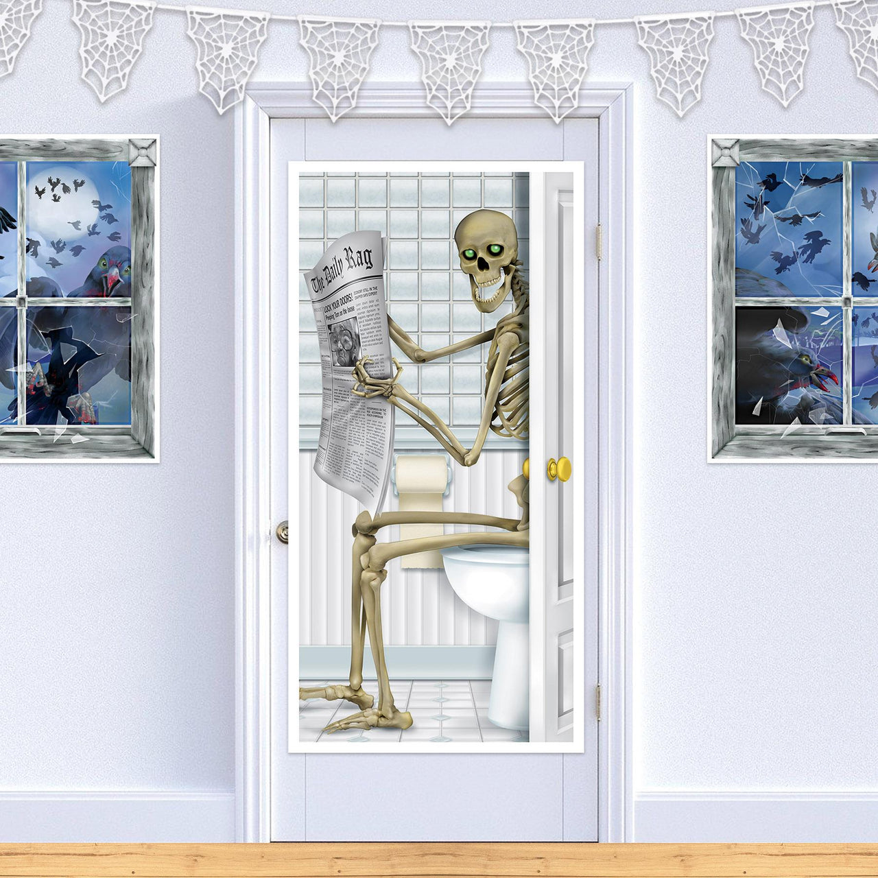 Bulk Halloween Party Skeleton Restroom Door Cover (Case of 12) by Beistle