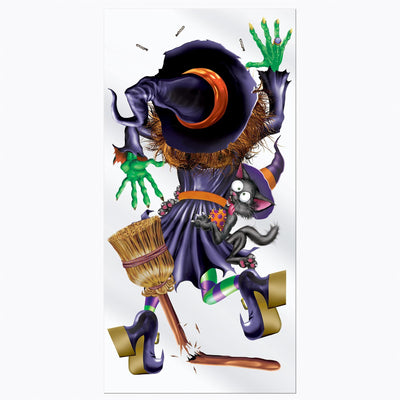 Halloween Crashing Witch Door Cover - Bulk 12 Pack