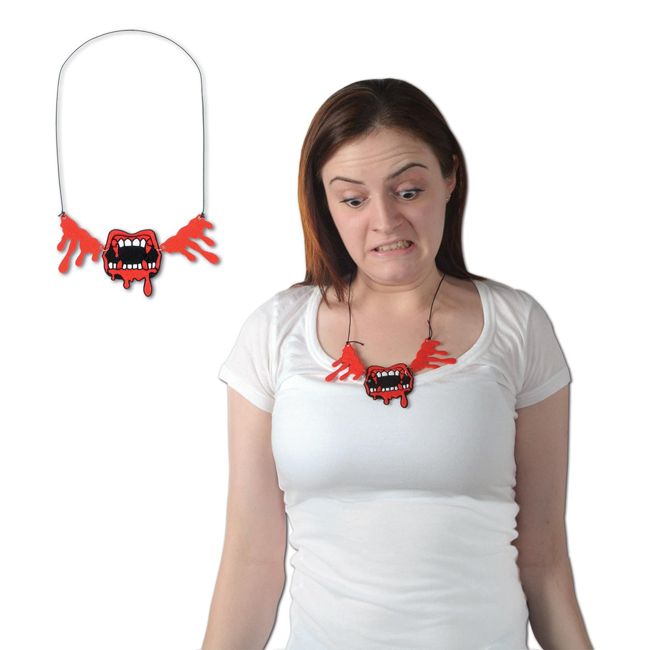 Halloween Bloody Fangs Necklace - Bulk 12 Pack