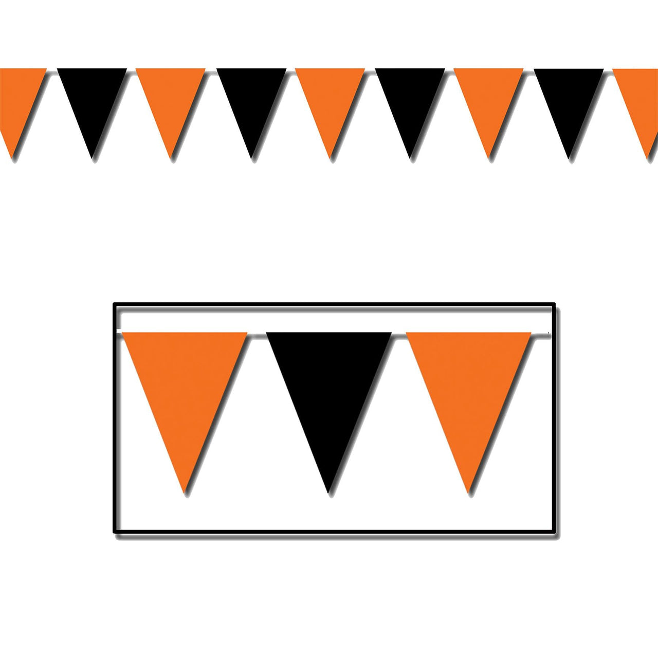Halloween Orange/Black Pennant Banner - Bulk 12 Pack