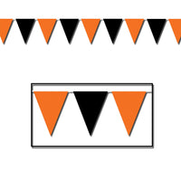 Halloween Orange/Black Pennant Banner - Bulk 12 Pack