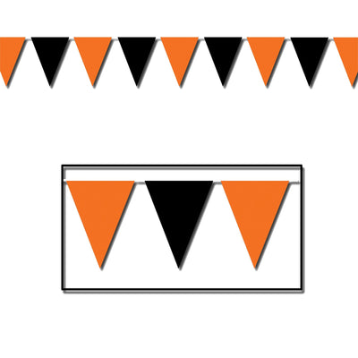 Halloween Orange/Black Pennant Banner - Bulk 12 Pack