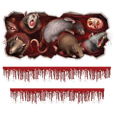 Halloween Bloody Rats Toilet Tank Peel 'N Place Clings - Bulk/36 Clings