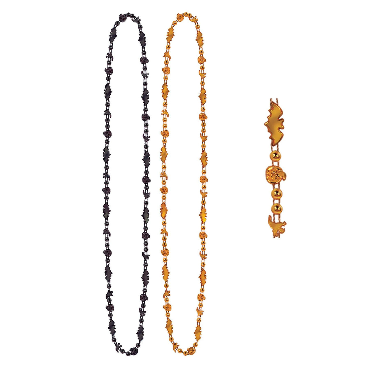 Halloween Bead Necklaces, Asst orange/black - Bulk 24 Pack