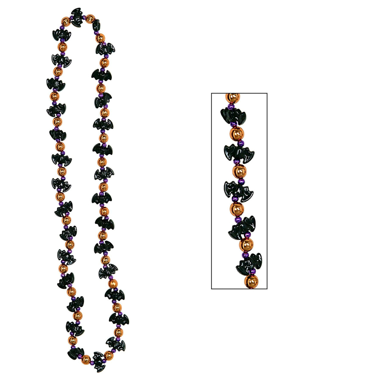 Halloween Bat Bead Necklaces - Bulk 12 Pack