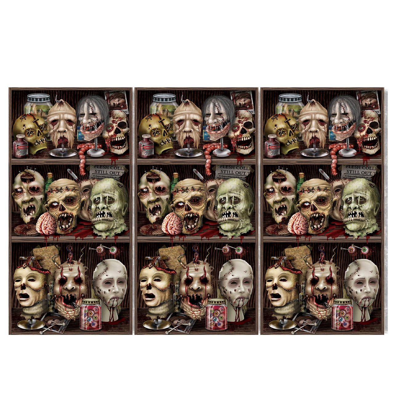 Halloween Scary Heads Backdrop - Bulk 6 Pack