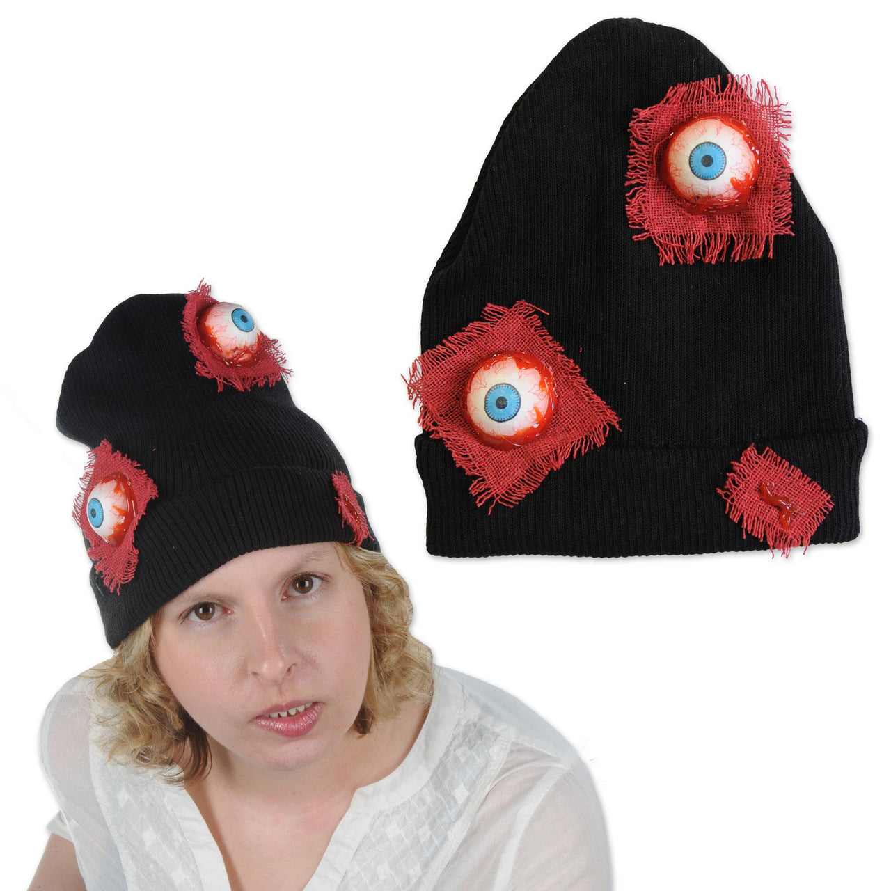 Halloween Eyeballs Knit Cap - Bulk/12 Knit Caps