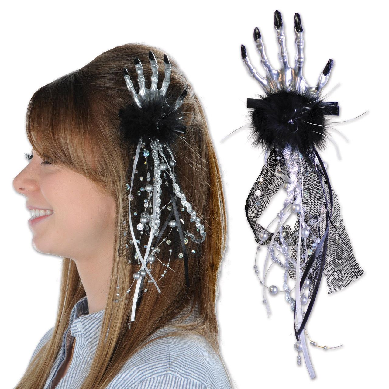 Halloween Skeleton Hand Hair Clip - Bulk 12 Pack