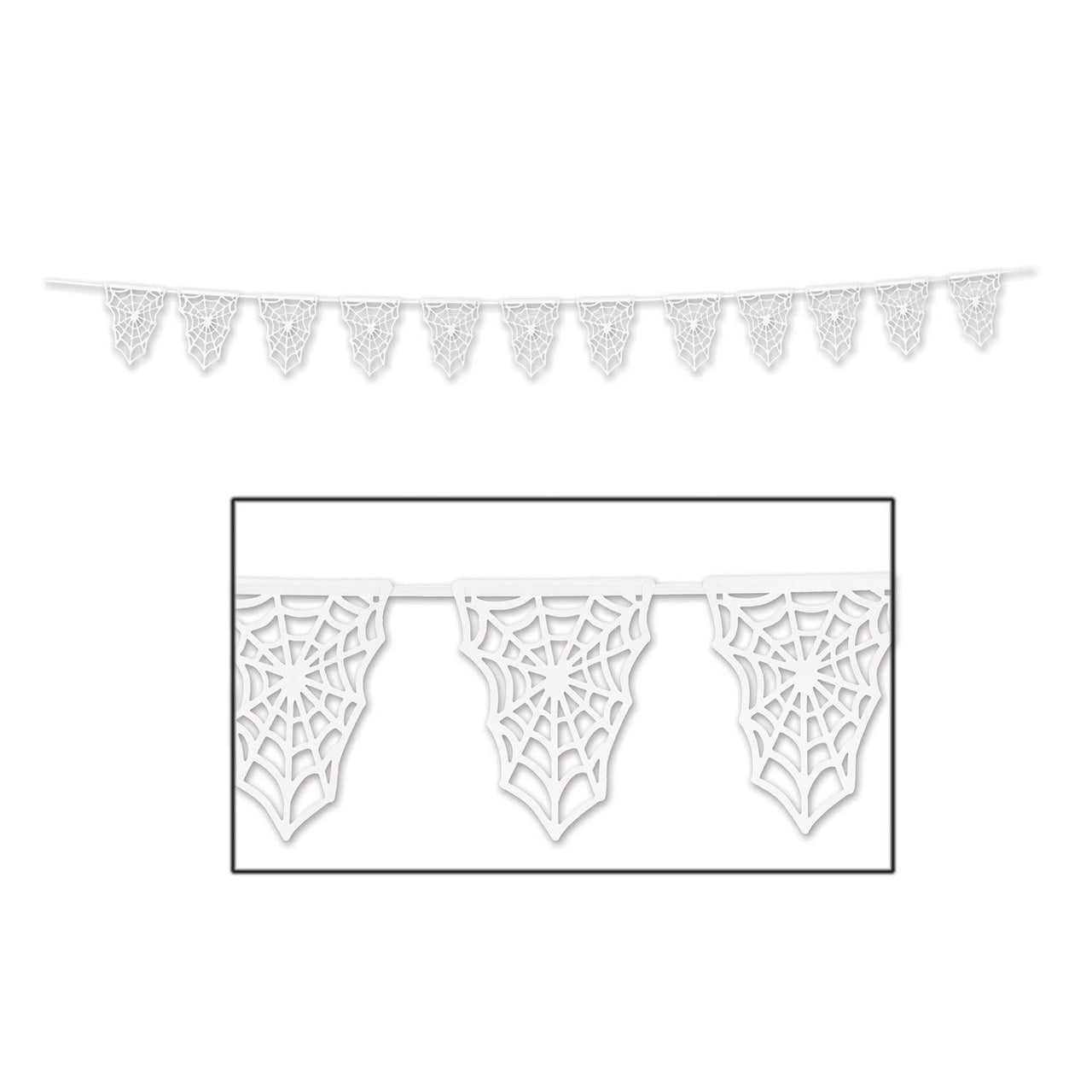 Halloween Die-Cut Spider Web Pennant Banner - Bulk 12 Pack