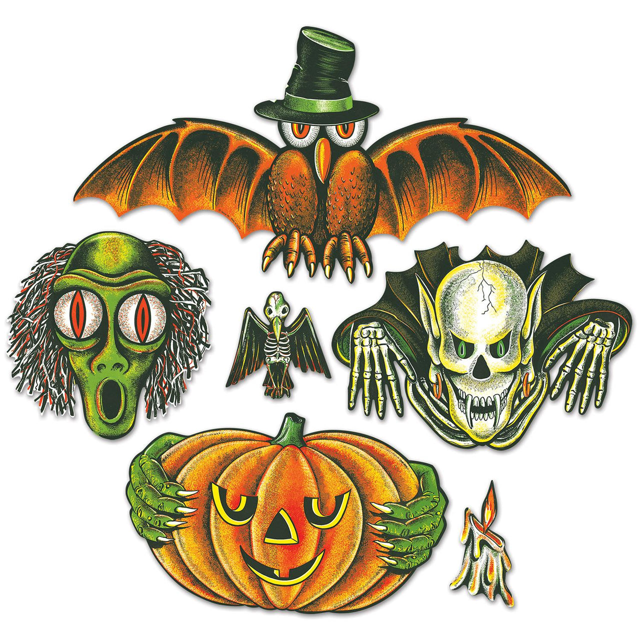 Vintage Halloween Totem Pole Cutouts - Bulk 72 Pack