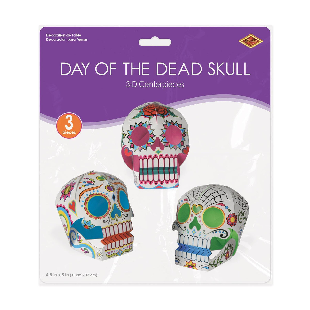 Beistle 3-D Day of the Dead Sugar Skull Centerpieces