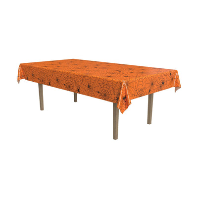 Halloween Spider Web Plastic Tablecover - Bulk 12 Pack