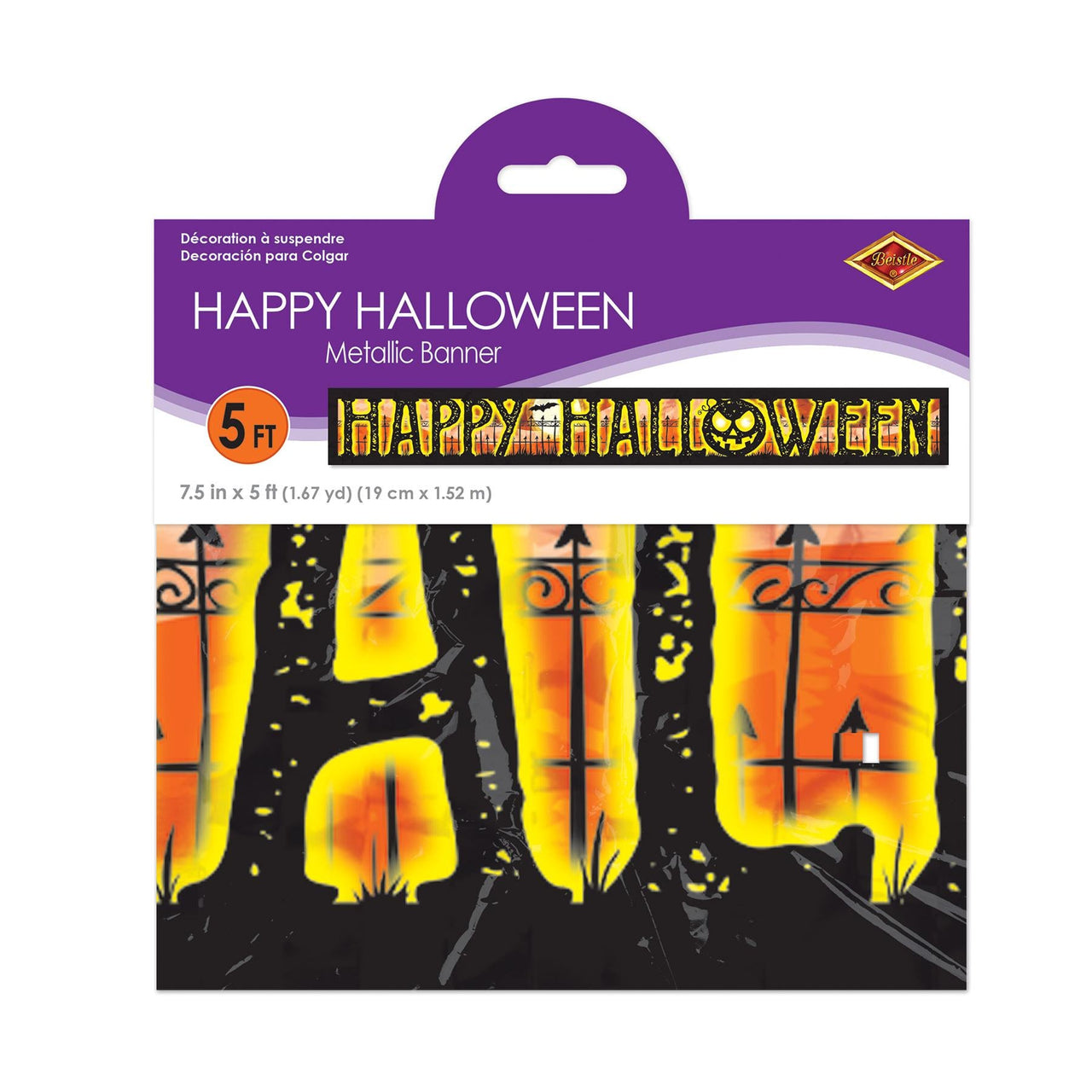 Beistle Metallic Happy Halloween Banner