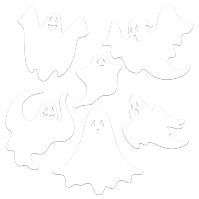 Plastic Die-Cut Ghost Decorations - Bulk/72 Ghosts