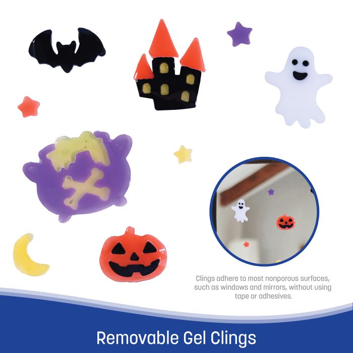 12 Pack Bulk Spooky Halloween Gel Clings for Window Decor - view 4