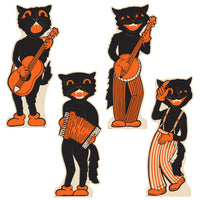 Vintage Halloween Scat Cat Band Stand-Ups (4-Pack)