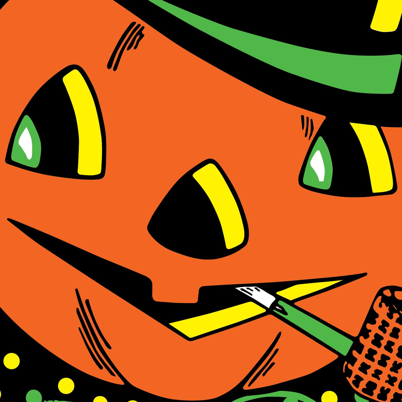 Vintage Halloween Cat & Jack-O'-Lantern Stand-Up Decorations (2-Pack)
