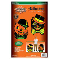 Vintage Halloween Cat & Jack-O'-Lantern Stand-Up Decorations (2-Pack)