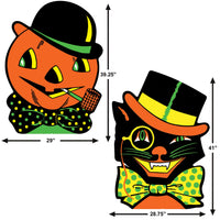 Vintage Halloween Cat & Jack-O'-Lantern Stand-Ups (2-Pack)