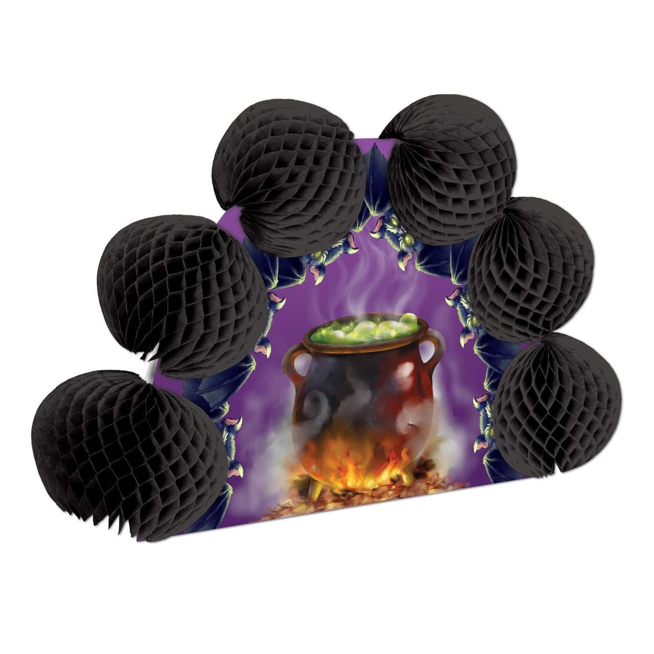 Halloween Cauldron/Bats 2-Sided Centerpiece - Bulk 12 Pack