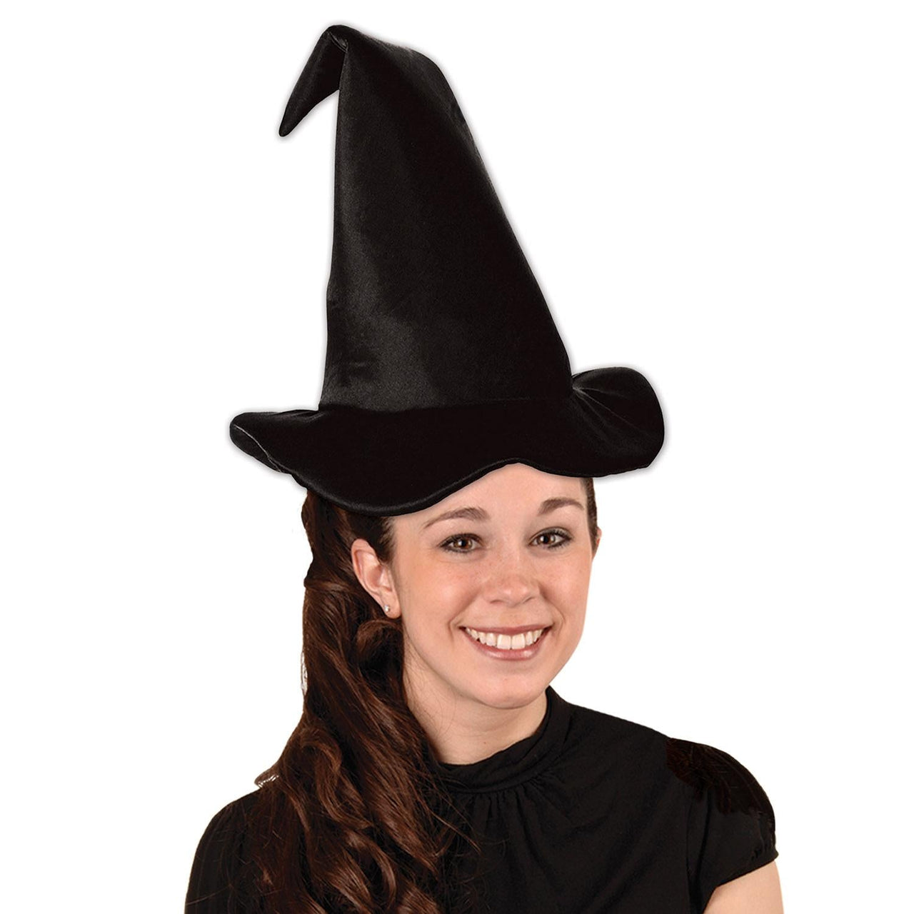 Bulk Halloween Party Satin-Soft Black Witch Hat (Case of 12) by Beistle