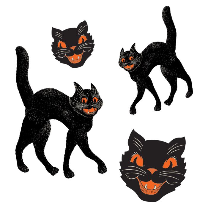 12 Packs Bulk Vintage Halloween Black Cat Stickers 4/Pack