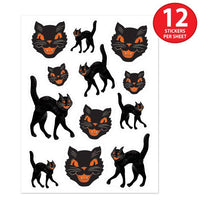 12 Packs Bulk Vintage Halloween Black Cat Stickers 4/Pack