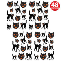 12 Packs Bulk Vintage Halloween Black Cat Stickers 4/Pack