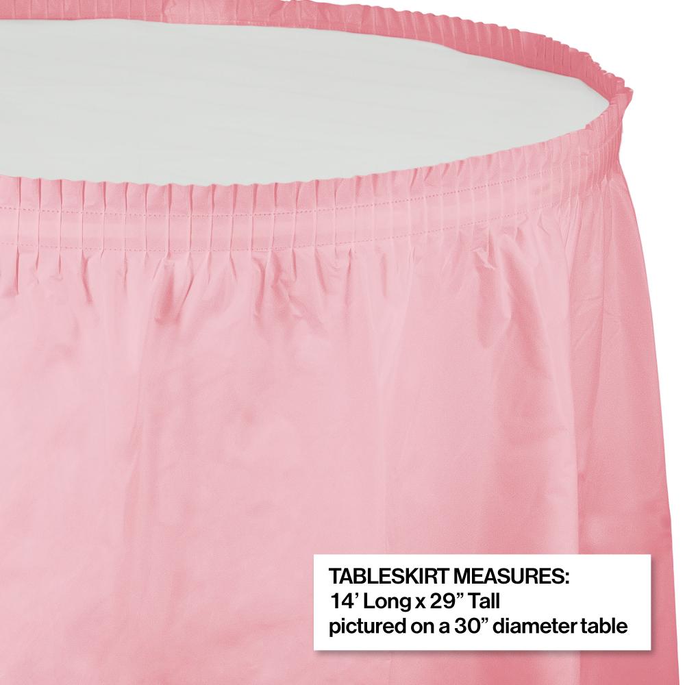 Classic Pink Plastic Tableskirt, 14' X 29"