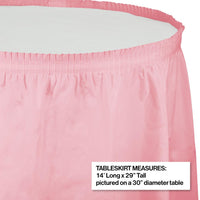 Classic Pink Plastic Tableskirt, 14' X 29