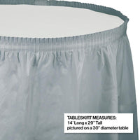 Shimmering Silver Plastic Tableskirt, 14' X 29